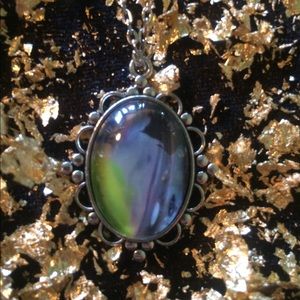 Green Purple And Blue Acrylic Pour Necklace